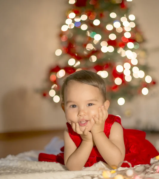 Little girl waiting for Santa Claus — Stock Photo, Image