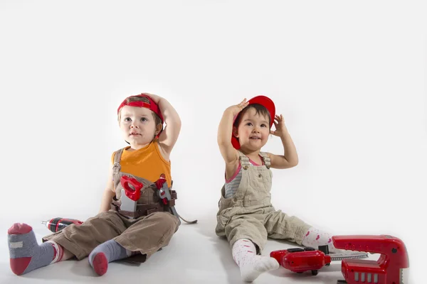 Kids  Playing as Construction Workers — Stock Photo, Image
