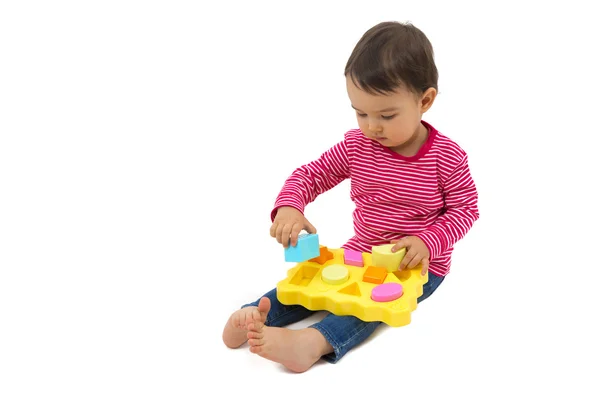 Little girl learning shapes, early education concept — Stock Photo, Image