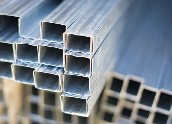 Montones de tubería de acero, foto de primer plano — Foto de Stock