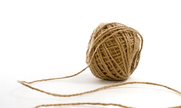 Skein of jute twine on the white background — Stock Photo, Image