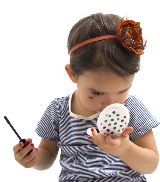 Moda niña aplicando maquillaje — Foto de Stock