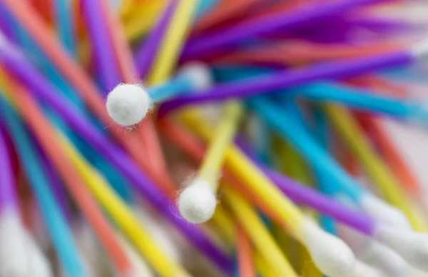 Bulk of q tips. Macro shot. — Stock Photo, Image