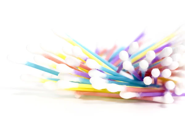 Pile of Q tips on a white background — Stock Photo, Image