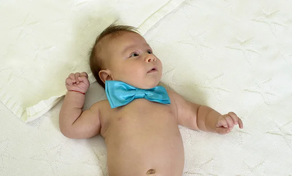 Bebé recién nacido con una corbata azul —  Fotos de Stock