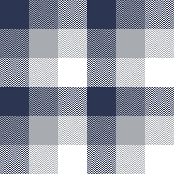 Plaid Pattern Herringbone Graphic Blue Grey White Seamless Textured Background — Stock Vector