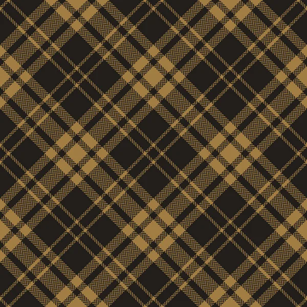 Tartan Controlepatroon Bruin Goud Herringbone Donker Naadloze Textuur Geruite Achtergrond — Stockvector