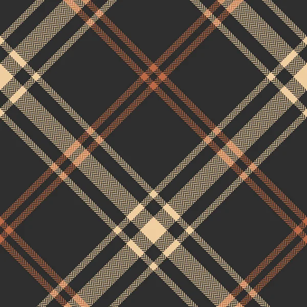 Tartan Patroon Bruin Oranje Beige Naadloze Donker Geruite Ruitvormige Achtergrond — Stockvector