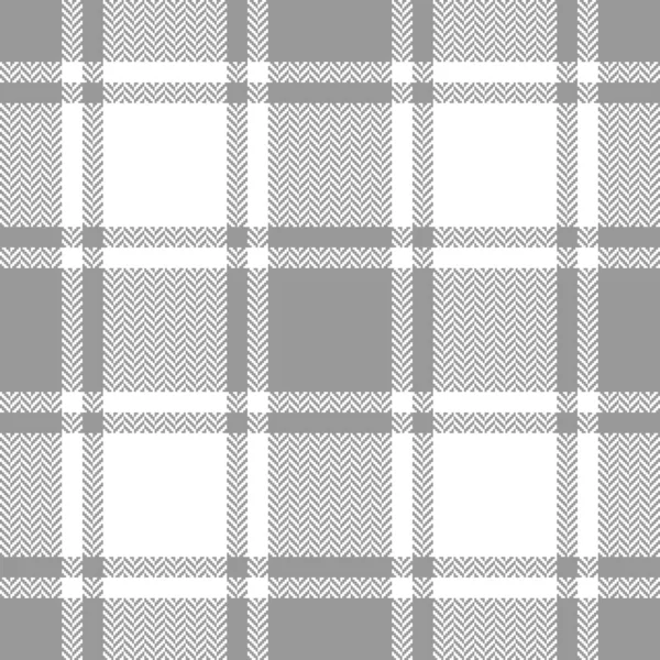 Buffalo Check Plaid Pattern Grey White Herringbone Textured Seamless Tartan — Stock Vector