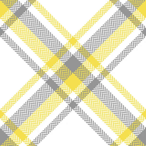 Plaid Patroon Vector Grijs Geel Wit Tartan Scotland Diagonale Visgraat — Stockvector