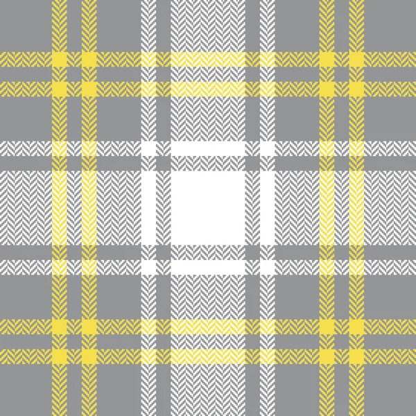 Plaid Patroon Visgraat Textuur Grijs Geel Wit Naadloze Schotse Tartan — Stockvector