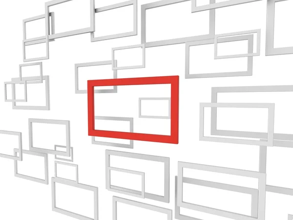 Set van grijs en één rode frame — Stockfoto
