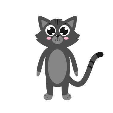 Mutlu kedi. Vektör karikatür çizimi. Beyazda izole edilmiş.