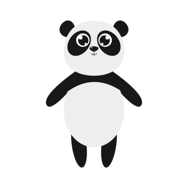 Mutlu panda. Vektör karikatür çizimi. Beyazda izole edilmiş.