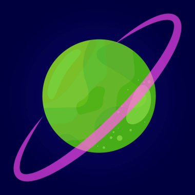 Uzayda bir gezegen. Vektör karikatür çizimi. Ayrı bir nesne. Düz tasarım.