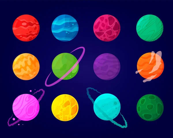 Ensemble de planètes abstraites. Illustrations vectorielles de dessins animés. Isolé. — Image vectorielle