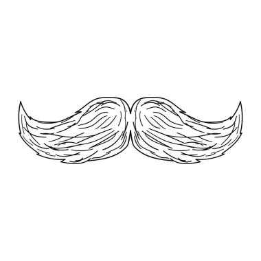 Bıyık. Vektör karikatür çizimi. Beyazda izole edilmiş. Elle çizilmiş biçim.