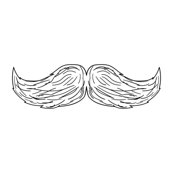 Moustache Illustration Vectorielle Dessin Animé Isolé Sur Blanc Style Dessiné — Image vectorielle