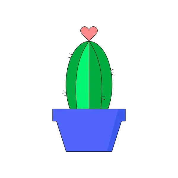Kaktus dengan bentuk hati bunga. Vektor ilustrasi. Terisolasi. - Stok Vektor