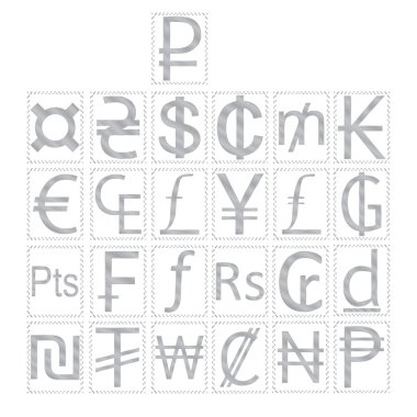Currency symbols of peace clipart