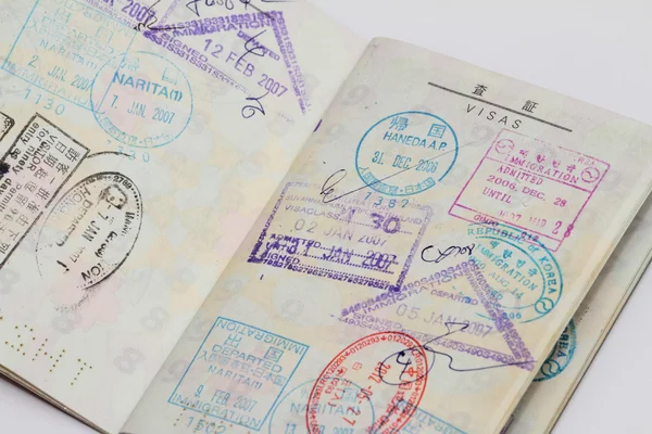 Vistos no passaporte japonês — Fotografia de Stock