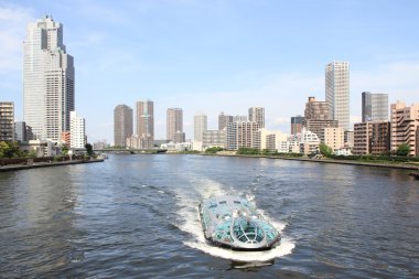 Sumida river and high-rise buildings in Tokyo, Japan clipart