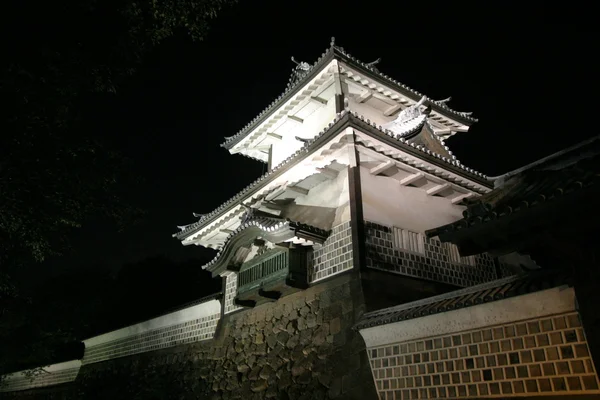 Ishikawa Brama zamek Kanazawa, w prefekturze Ishikawa, Japonia (Scena nocy) — Zdjęcie stockowe