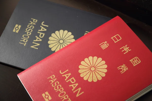 Japanse paspoorten (rood en blauw) — Stockfoto