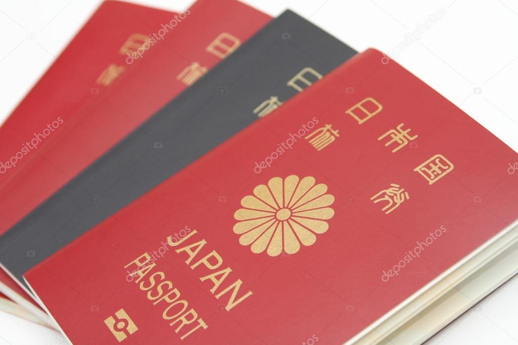 Japanese passports (red and blue)