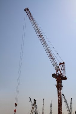 Japonya'da inşaat sahasında Vinçler