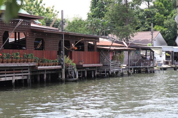 Floating house on Chaophraya, river, Bangkok, Thailand
