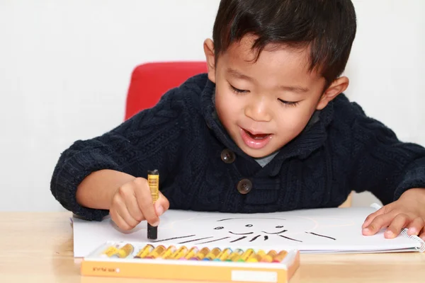 Japonés chico dibujo un cuadro (4 años de edad ) — Foto de Stock