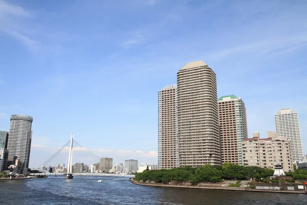 Okawabata rivier stad 21 in Tokio, Japan — Stockfoto