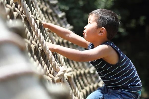 Japonský kluk hraje s provazový žebřík (3 roky starý) — Stock fotografie