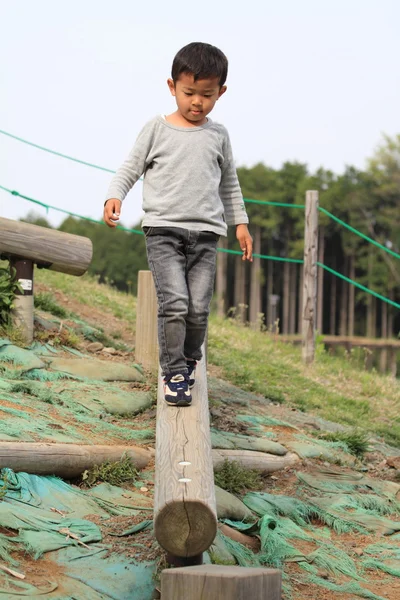 平均台 (4 歳の日本の少年) — ストック写真