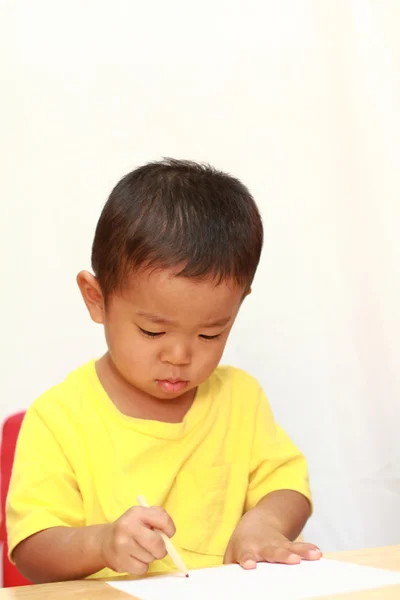 Japonés chico dibujo un cuadro (3 años de edad ) — Foto de Stock