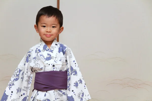 Japanese boy in Yukata, Japanese traditional night clothes (3 years old) — Stock Photo, Image