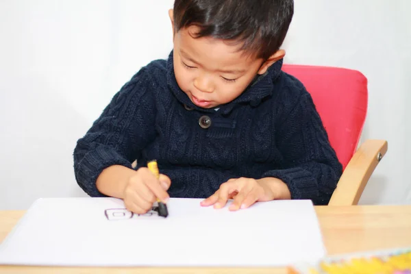 Japon çocuk (4 yaşında resim çizim) — Stok fotoğraf