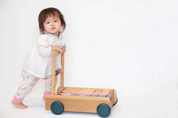 Bir kart (1 yaşında bastırmak Japon bebek kız)