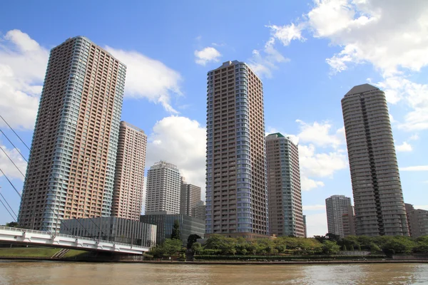 Okawabata rivier stad 21 in Tokio, Japan — Stockfoto