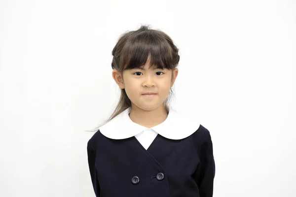 Japanese Girl Kindergarten Uniform White Back Years Old — Stock Photo, Image