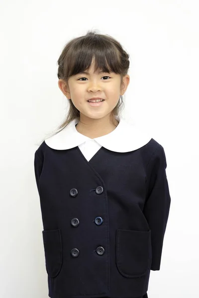 Japanisches Mädchen Kindergartenuniform Weißer Rücken Jahre — Stockfoto