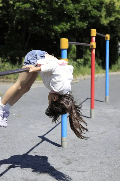 Japanese Student Girl Playing High Bar Years Old — Stock Photo, Image