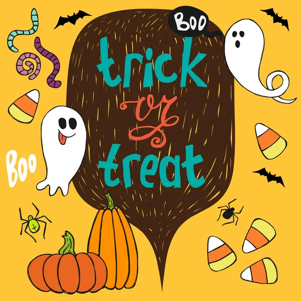 Trick or treat hand lettering — Stock Vector