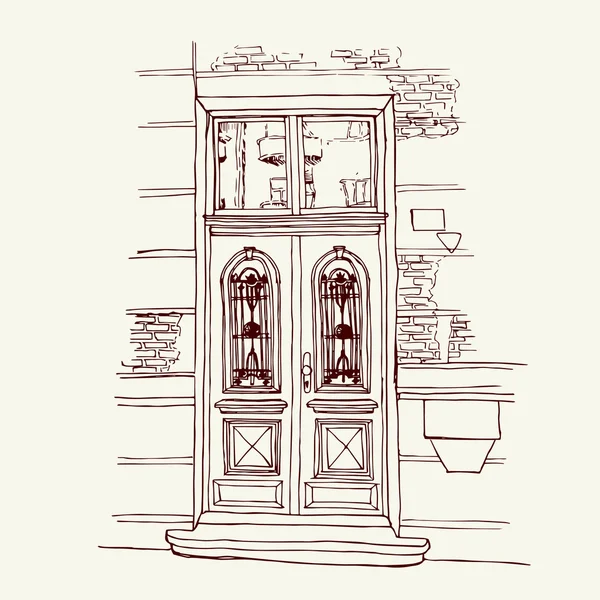 Вхідні двері в старому центрі міста — стоковий вектор