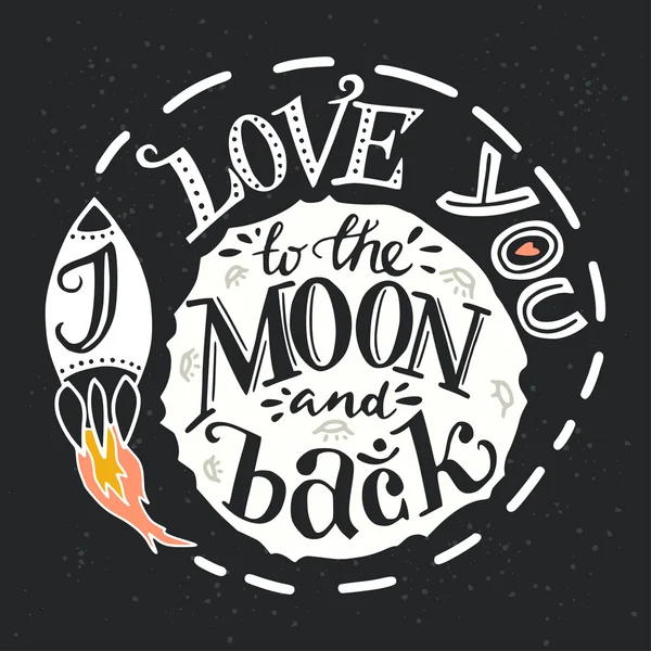 'I love you to the moon and back' — Stok Vektör