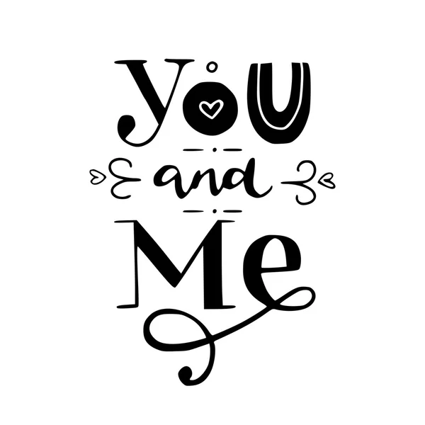 You and me' hand lettering. — Stok Vektör