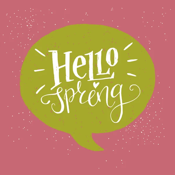'Hello Spring' lettering em bolha de fala . — Vetor de Stock