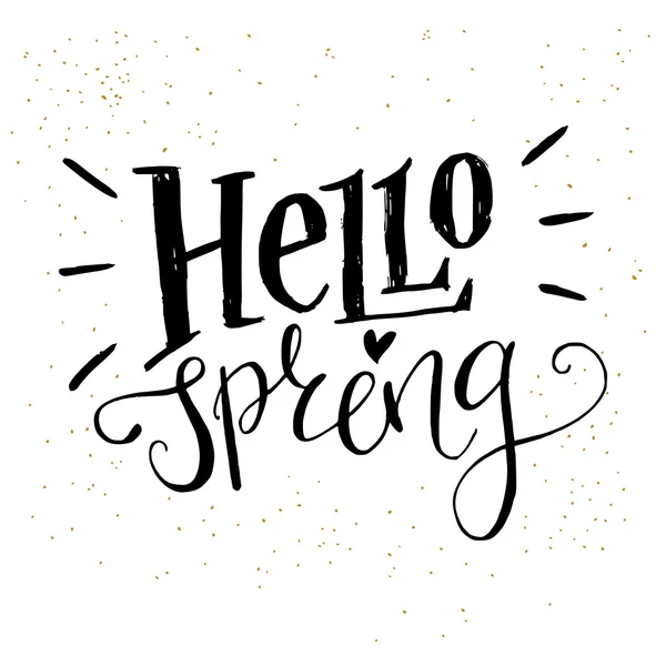 Letras de mano 'Hola primavera' — Vector de stock