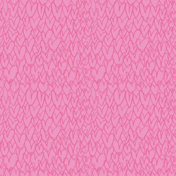 Seamless Pattern Made Overlapping Hand Drawn Doodle Hearts Pink Tiling — Stock vektor